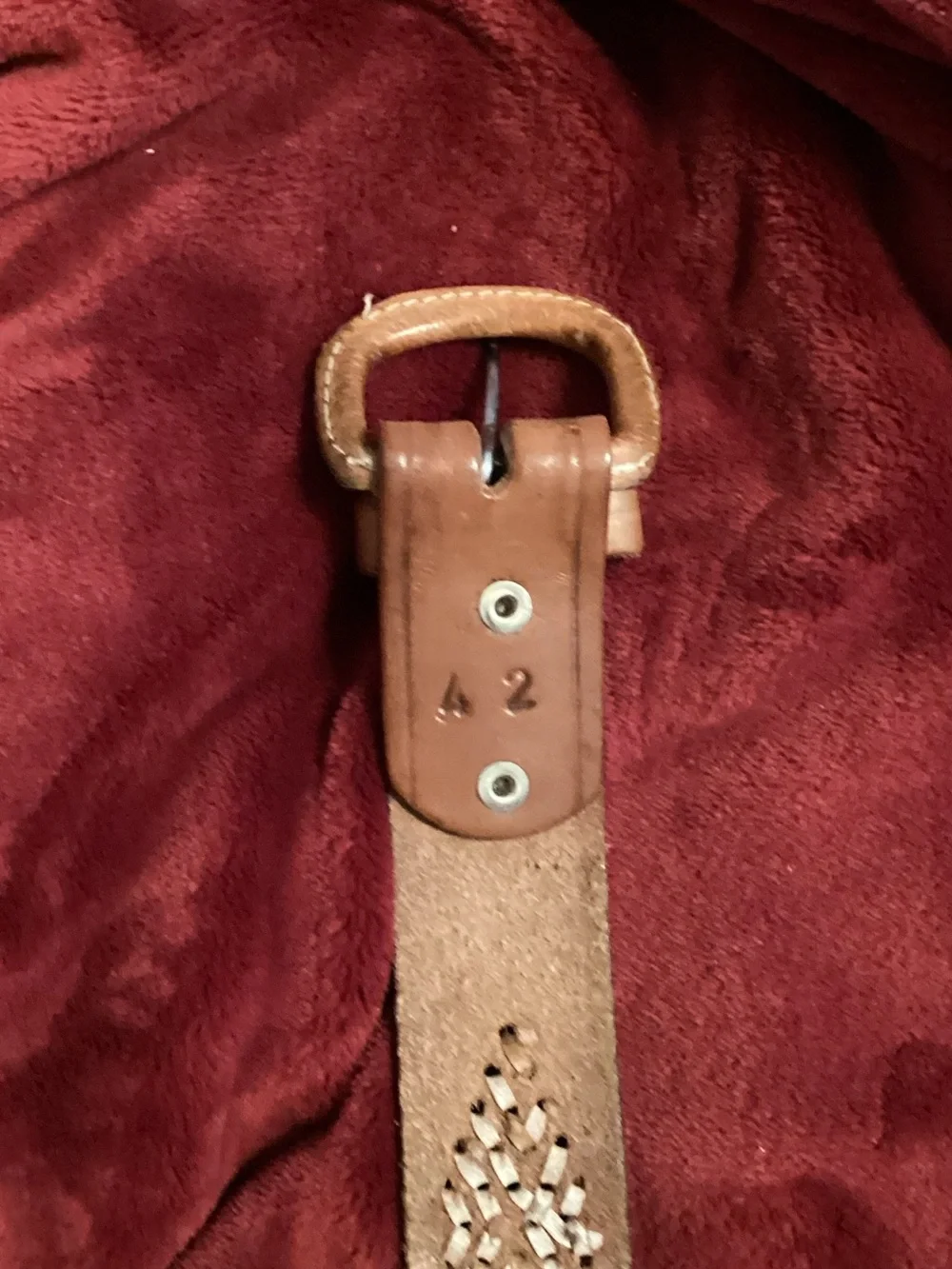 Men's Brown Leather Belt with White Braided Accent